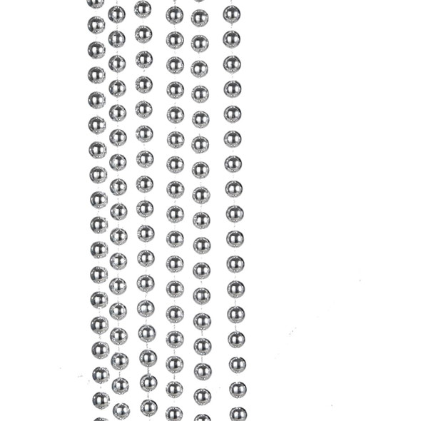 Kurt Adler Christmas Decoration, Plastic Round Beaded Garland, Silver, 15’