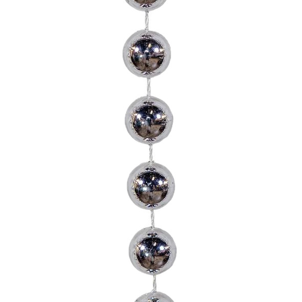 Kurt Adler Christmas Decoration, Plastic Round Beaded Garland, Silver, 15ft