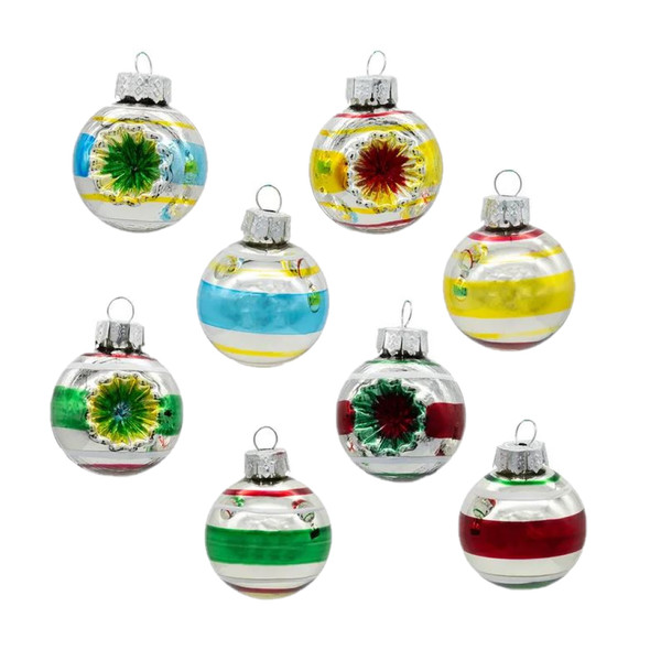 Kurt Adler Mini Glass Ball Ornament, Solid and Reflector, 1in (Pack of 16)