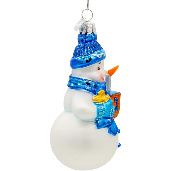 Kurt Adler Noble Gems Glass Christmas Ornament, Hanukkah Snowman