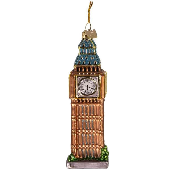 Kurt Adler Noble Gems Glass Ornament for Christmas Tree, Big Ben Clock Tower