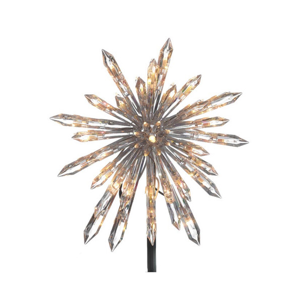 Kurt Adler UL 30-Light Crystal Snowflake Christmas Treetop, 11.25"