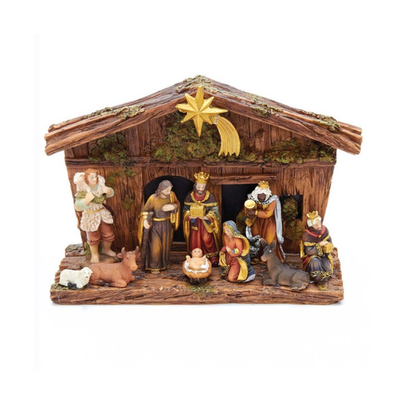 Kurt Adler Christmas Nativity Set with 10 Figures and Stable