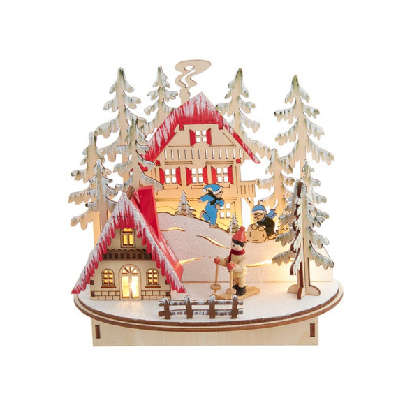 Kurt Adler Battery-Operated Light-Up LED Wooden Ski Resort Village Kurt Adler Battery-Operated Light-Up LED Wooden Ski Resort Village