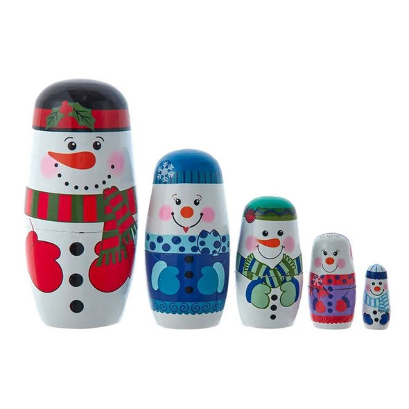 Kurt Adler Wooden Snowman Nesting Doll Figurines, Multicolored (Set of 5)
