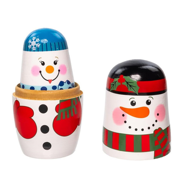 Kurt Adler Wooden Snowman Nesting Doll Figurines, Multicolored (Set of 5)