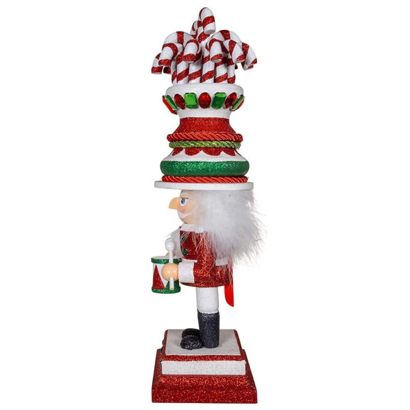 Kurt Adler Hollywood Nutcrackers Collection, Candy Cane Hat Soldier, 16"