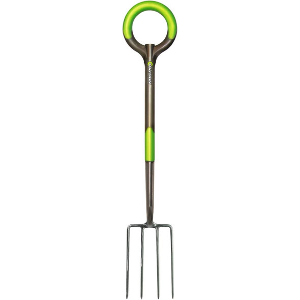 Radius Garden 203 PRO Stainless Steel Digging Fork – Ergonomic, Durable, and Versatile Gardening Tool, Green