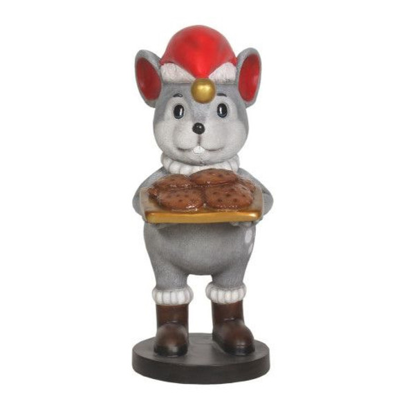 Garden Elements Indoor Outdoor Christmas Figurine, Mouse w/ Santa Hat, 28in