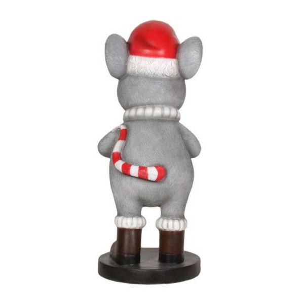 Garden Elements Indoor Outdoor Christmas Figurine, Mouse w/ Santa Hat, 28in