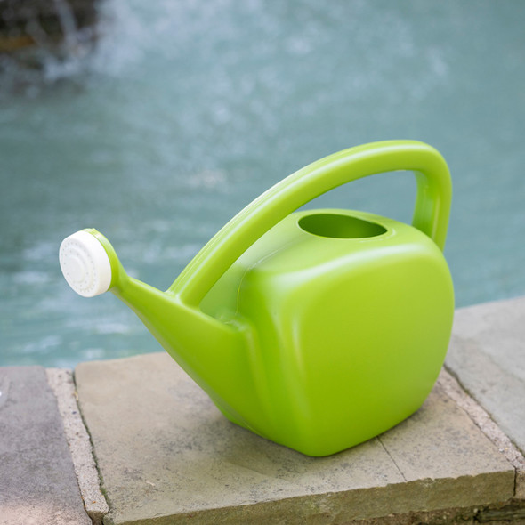 Root & Vessel Mid Century Modern Plastic Watering Can, Green, 2 Gallon