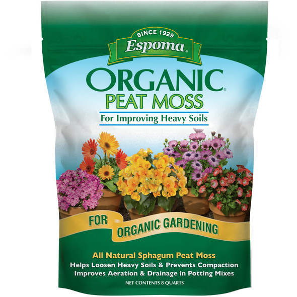 Espoma Organic Peat Moss to Improve Heavy Soils, 8qt