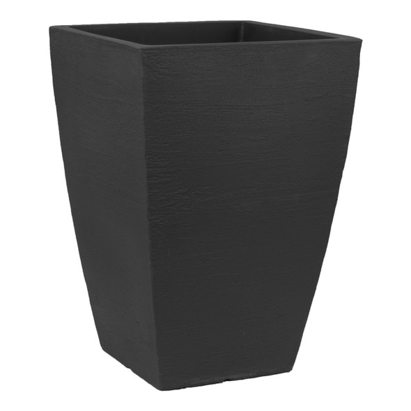 Tusco Products Modern Planter, Tall Square, Black – 12” x 19”