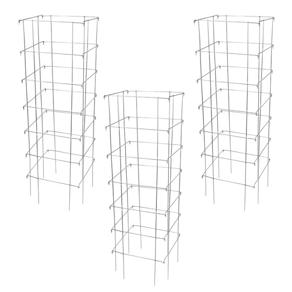 Garden Elements Square 8-Leg Heavy-Duty Collapsible Tomato Cages, 58in H (Pack of 3)
