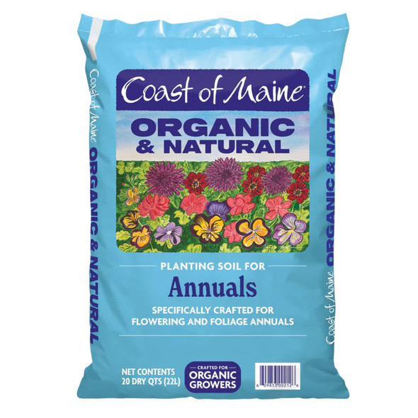 Coast of Maine Organic & Natural Planting Soil for Annuals, Crafted for Flowering and Foliage Annuals, 20qt