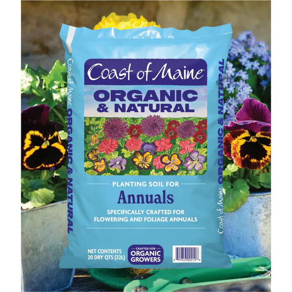 Coast of Maine Organic & Natural Planting Soil for Annuals, Crafted for Flowering and Foliage Annuals, 20qt