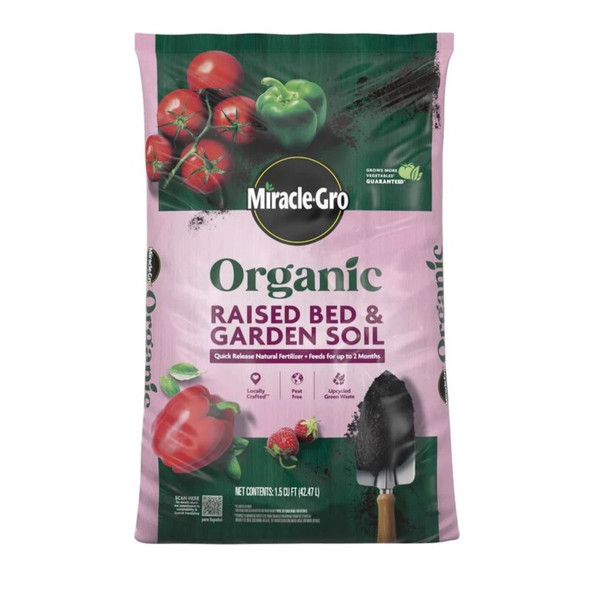 Miracle-Gro Organic Raised Bed & Garden Soil, 1.5 Cubic Feet