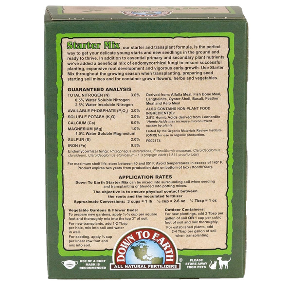 Down to Earth 3-3-3 Starter Mix Fertilizer, Granules, 1 lb
