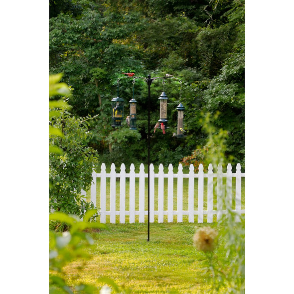 Brome BirdsUP Versa 4 Bird Feeder Pole Kit, 4-Arm Hanging Station, Black