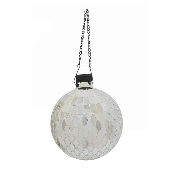 Very Cool Stuff Mosaic Glass Gazing Globe with Hanging Chain, Silver Mirror Tile, 10in Very Cool Stuff Mosaic Glass Gazing Globe with Hanging Chain, Silver Mirror Tile, 10in