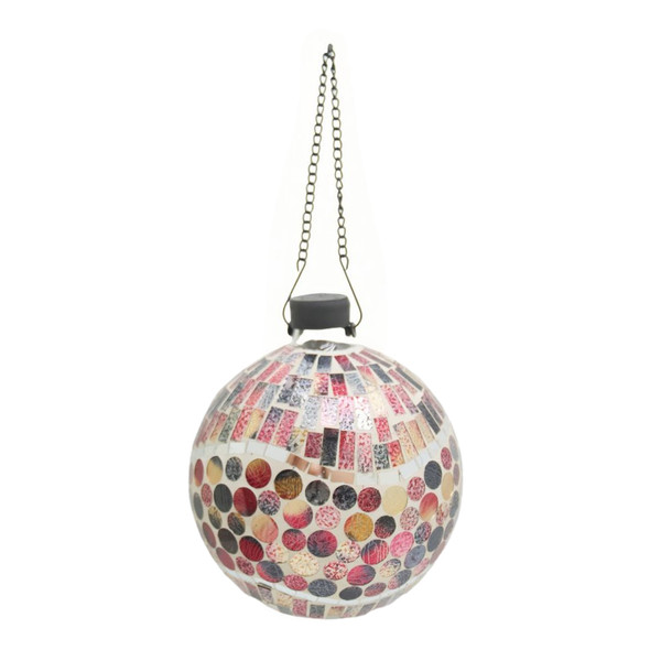 Very Cool Stuff Mosaic Glass Gazing Globe with Hanging Chain, Copper Penny Wave Tile, 10in