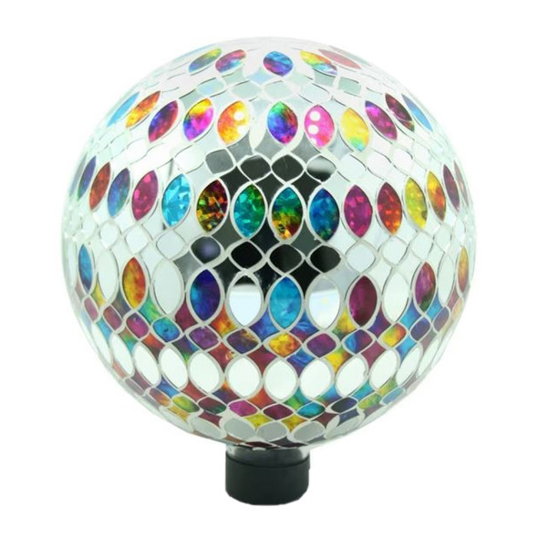Very Cool Stuff Mosaic Glass Gazing Globe with Hanging Chain, Bling Multi-Shape Tile, 10in