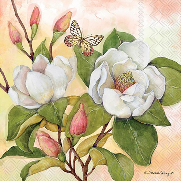 Boston International IHR 3-Ply Paper Lunch Napkins, 6.5" x 6.5", Magnolia Grace (Pack of 20) Boston International IHR 3-Ply Paper Lunch Napkins, 6.5" x 6.5", Magnolia Grace (Pack of 20)
