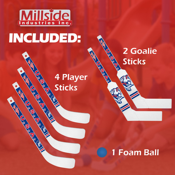 Millside USA Mini Hockey Set – 6 Durable Mini Sticks & 1 Foam Ball – Indoor/Outdoor Rec Floor Hockey Set Millside USA Mini Hockey Set – 6 Durable Mini Sticks & 1 Foam Ball – Indoor/Outdoor Rec Floor Hockey Set
