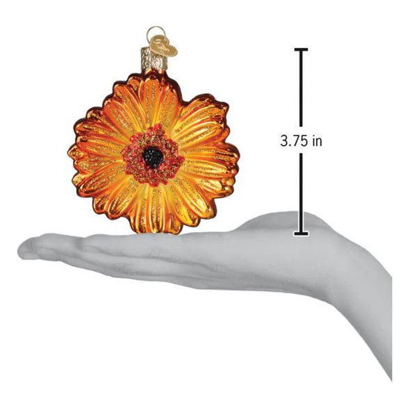 Old World Christmas Blown Glass Ornament for Christmas Tree, Sunset Gerbera Daisy