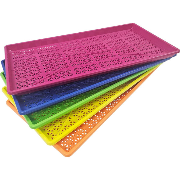 SUNPACK 10” x 20” Heavy Duty Mesh Plastic Seeding Tray, Assorted Colors, 1" (Pack of 5)