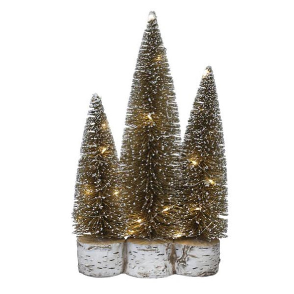 Old World Christmas Pre-lit Plastic/Resin Decorative Gold Tree Trio, 14.5"