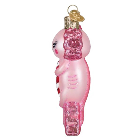 Old World Christmas Blown Glass Ornament for Christmas Tree, Axolotl with Candy Cane