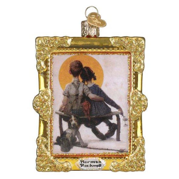 Old World Christmas Blown Glass Ornament for Christmas Tree, Norman Rockwell Boy & Girl