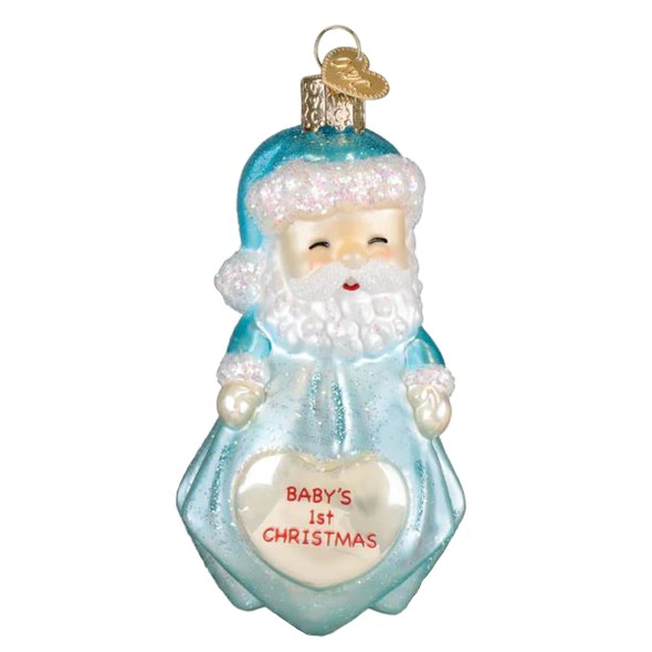 Old World Christmas Blown Glass Ornament for Christmas Tree, Baby Boy's 1st Santa Lovey