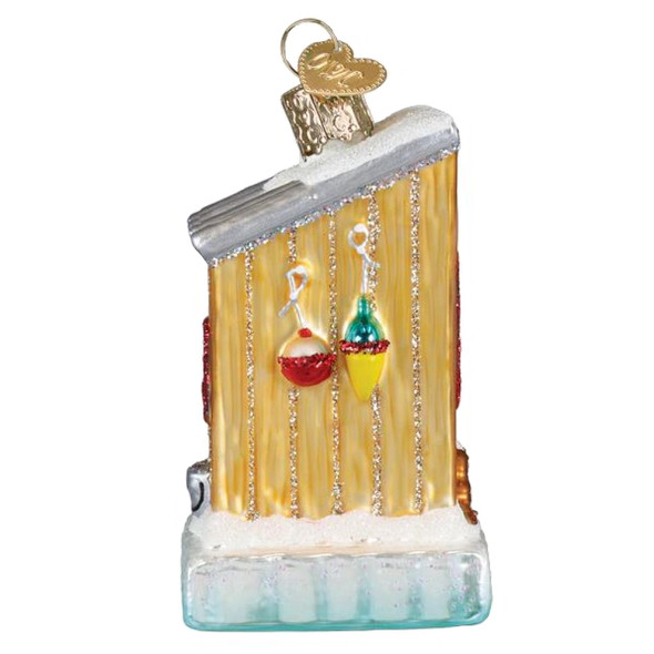 Old World Christmas Blown Glass Ornament for Tree, Ice Fishing Shanty