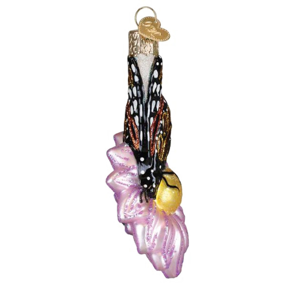 Old World Christmas Blown Glass Ornament for Christmas Tree, Monarch Butterfly on Flower