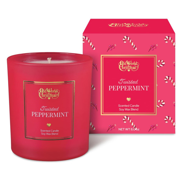 Old World Christmas Soy Wax Blend Candle, Twisted Peppermint, 8oz