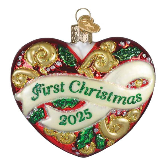 Old World Christmas Blown Glass Ornament for Christmas Tree, 2025 First Christmas Heart