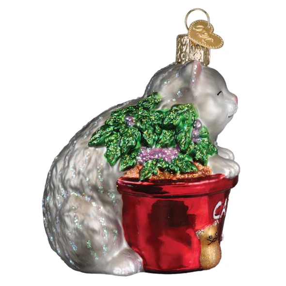 Old World Christmas Blown Glass Ornament for Christmas Tree, Catnip Cat