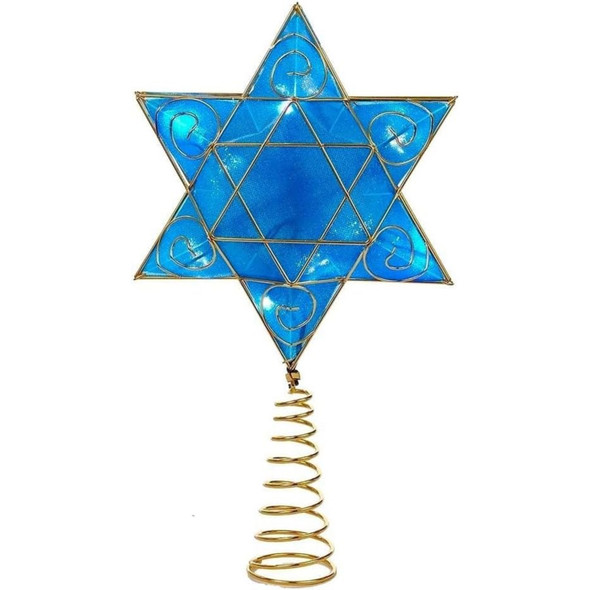 Kurt Adler Lighted Treetop, Battery-Operated Deluxe LED Hanukkah, 12in