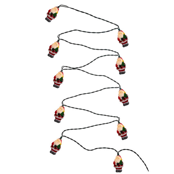 Kurt Adler Indoor/Outdoor UL 10-Light Santa Claus with Tree Light Set, 9ft