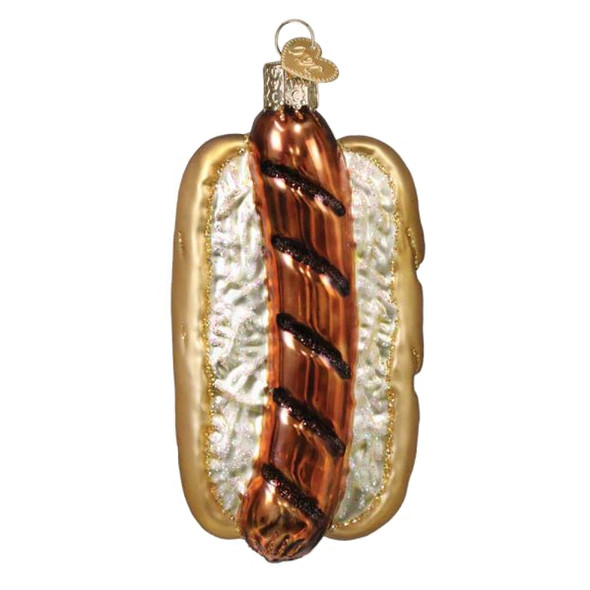 Old World Christmas Blown Glass Ornament for Christmas Tree, Bratwurst Sandwich