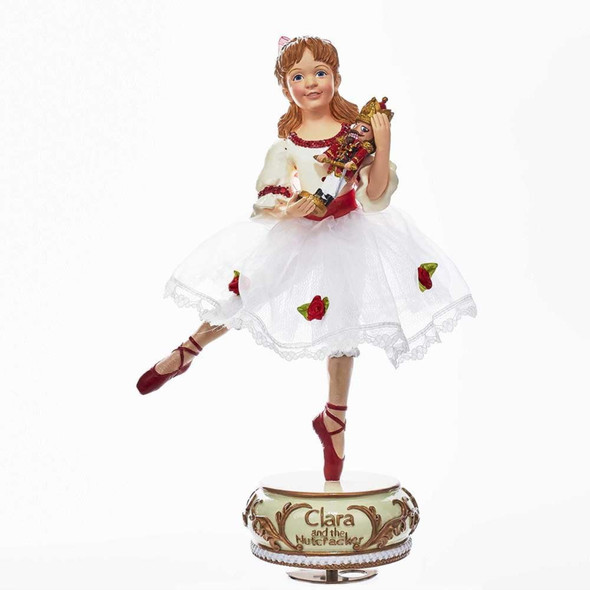 Kurt Adler Wind-Up Musical Tabletop Decor, Clara with Nutcracker from The Nutcracker Suite, 11.5"