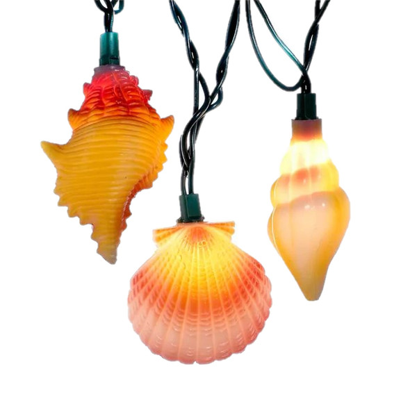 Kurt Adler Indoor/Outdoor UL 10-Light Conch & Shell Light Set, 9ft