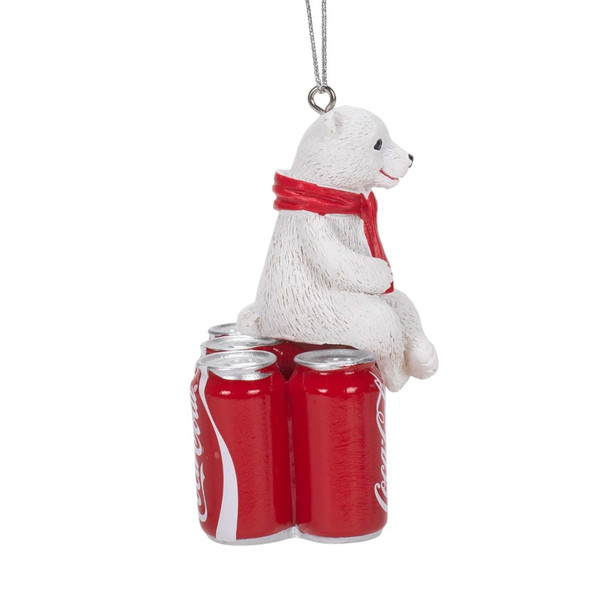 Kurt Adler Resin Ornament for Christmas Tree, Coca-Cola Cub with 6-Pack Cans