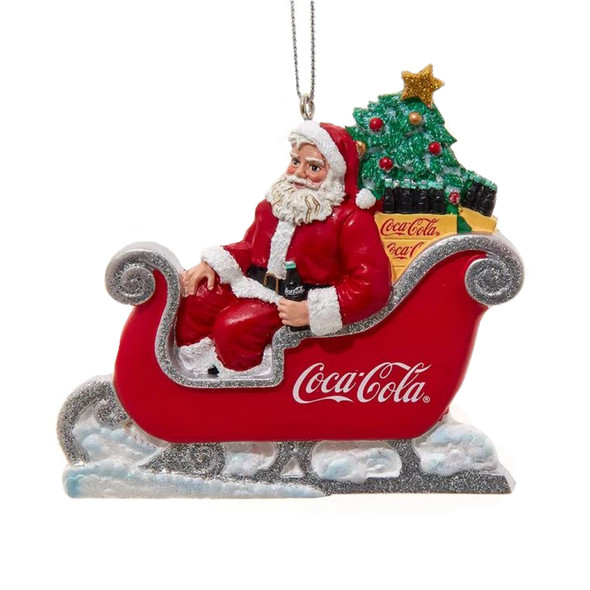 Kurt Adler Resin Ornament for Christmas Tree, Coca-Cola Santa in Sleigh