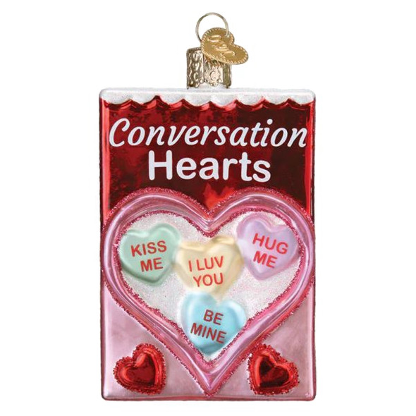 Old World Christmas Blown Glass Ornament for Christmas Tree, Conversation Candy Hearts