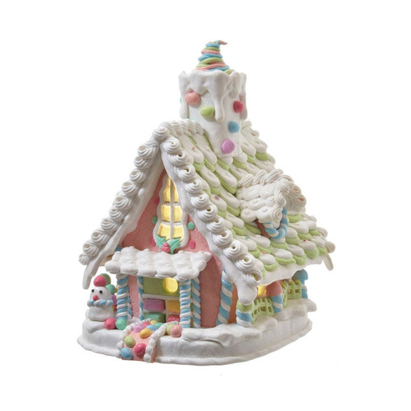 Kurt Adler Battery-Operated LED Light Up Pastel Gingerbread House, 12.5"