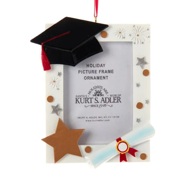Kurt Adler Resin Ornament for Christmas Tree, Graduation Picture Frame