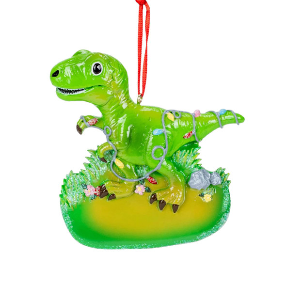 Kurt Adler Resin Ornament for Christmas Tree, T-Rex Dinosaur with Lights